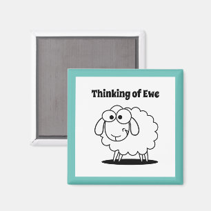 Tankning av Tecknaden Ewe Lamb Sheep Cute Magnet