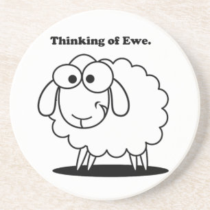 Tankning av Tecknaden Ewe Lamb Sheep Cute Underlägg Sandsten