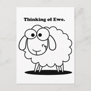 Tankning av Tecknaden Ewe Lamb Sheep Cute Vykort