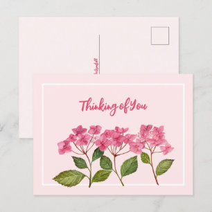 Tankning på din vattenfärgade Rosa Hydrangea Lacec Helg Vykort