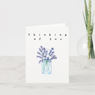 Tankning på vattenfärgen lylac-blomma kort