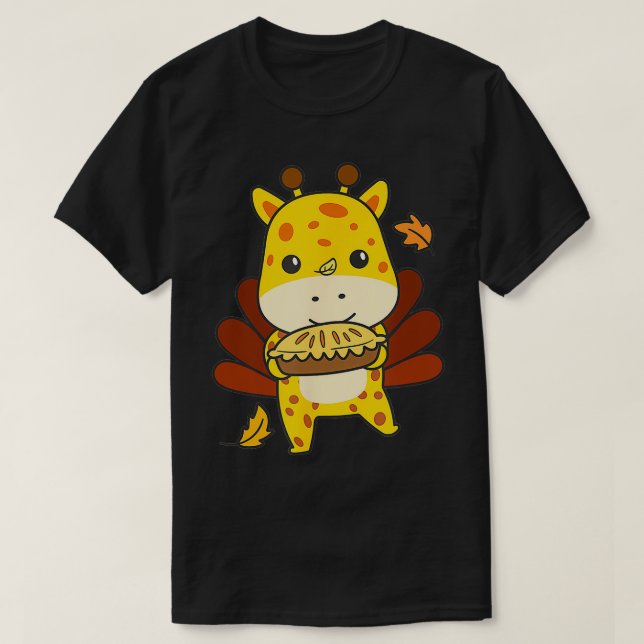 Tanksgiving-dagskvällen Turkiet Giraffe med äpple T Shirt (Design framsida)