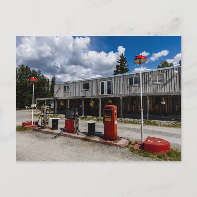 Tankstelle am Alaska Highway in Kanada Vykort (Framsida)