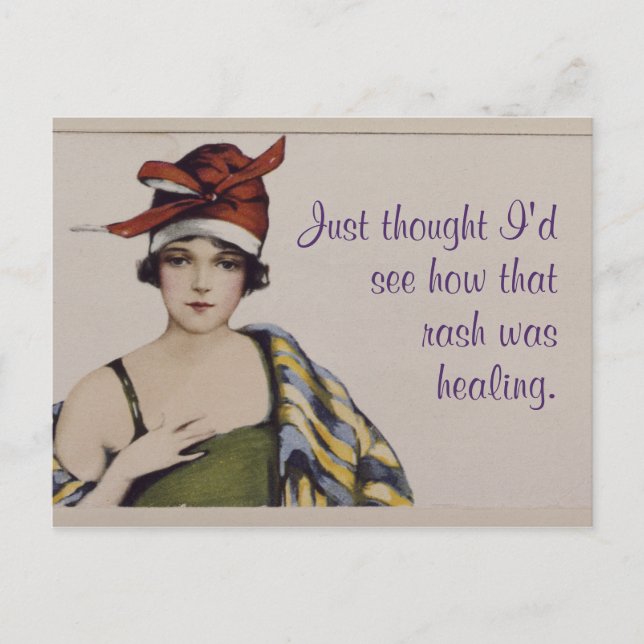 "Tänkte bara kolla hur det gick med det utslaget"  Vykort (Framsida)