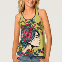 Tanktop ART skriver ut kvinnor som färdas med rödb