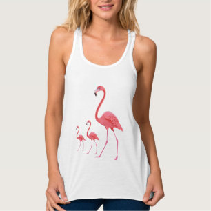 Tanktop-Flamingos för kvinnor Linne Med Racerback