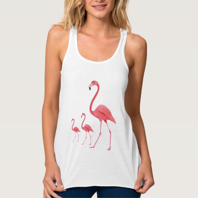 Tanktop-Flamingos för kvinnor Linne Med Racerback (Framsida)