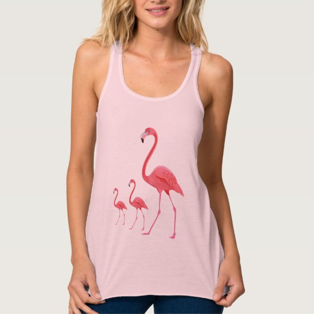 Tanktop-Flamingos för kvinnor Linne Med Racerback (Framsida)