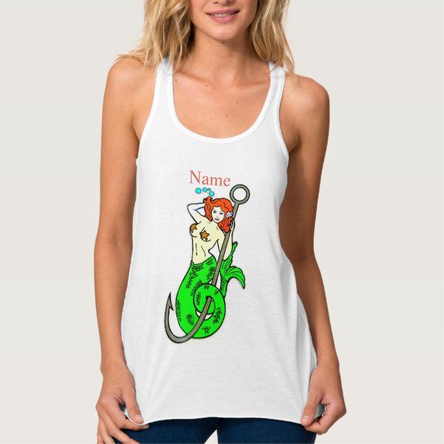 tanktop för grönt-svan sjöjungfru linne med racerback  (Framsida)
