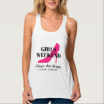 Tanktop för resor med anpassningsbar flickor helg  linne med racerback<br><div class="desc">Anpassningsbar flickor helg resa reser tanktop för att resa till dam. Nyare rosa med hög häle-stiletto shoe silhouette med elegant typografi. Klassdesign för brud att vara, brudbesättning, kvinnogrupp, vänner, gruppbrud osv. Coola kläder för bröllop, möhippa, bachelorettfest, flickors nattarbete, flickors helg, dam natt, hönsen osv. Underbara kläder för kvinnor och flickor...</div>