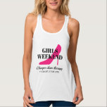 Tanktop för resor med anpassningsbar flickor helg  linne med racerback<br><div class="desc">Anpassningsbar flickor helg resa reser tanktop för att resa till dam. Nyare rosa med hög häle-stiletto shoe silhouette med elegant typografi. Klassdesign för brud att vara, brudbesättning, kvinnogrupp, vänner, gruppbrud osv. Coola kläder för bröllop, möhippa, bachelorettfest, flickors nattarbete, flickors helg, dam natt, hönsen osv. Underbara kläder för kvinnor och flickor...</div>