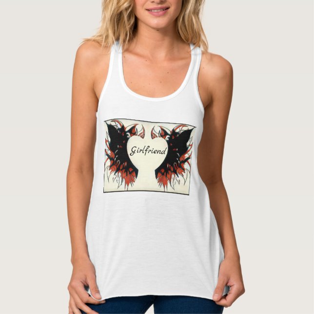 tanktop för vingar designflickvän. linne med racerback  (Framsida)