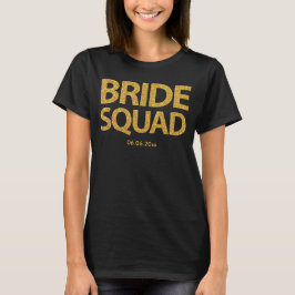 Tanktopet anpassningsbar Bride Squad Golden Sequin T Shirt