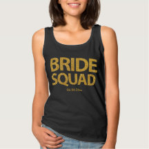 Tanktopet anpassningsbar Bride Squad Golden Sequin