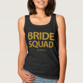 Tanktopet anpassningsbar Bride Squad Golden Sequin T Shirt