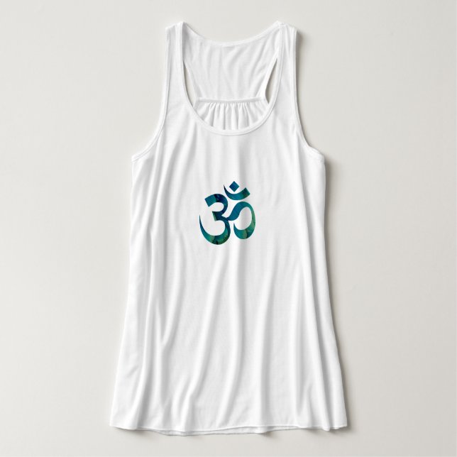 Tanktopet Aqua & Grönt Om Symbol Flowy Yoga Linne Med Racerback (Design framsida)