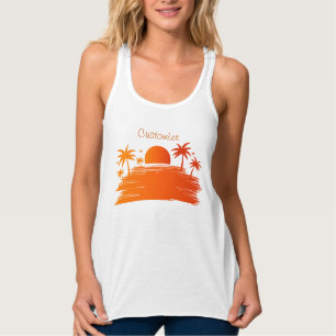 Tanktopet Beach Sunrise Sunset Thunder_Cove Linne Med Racerback