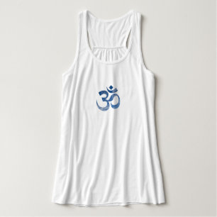 Tanktopet blå himmel molds OM Symbol Flowy Yoga Linne Med Racerback