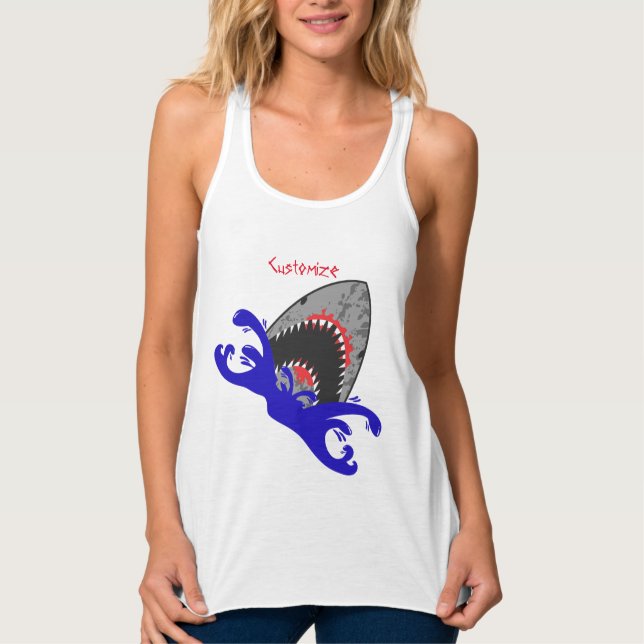 Tanktopet Bloody Shark Jaws Thunder_Cove Linne Med Racerback (Framsida)