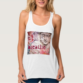 Tanktopet Buddha Breathe Watercolor Art Linne Med Racerback