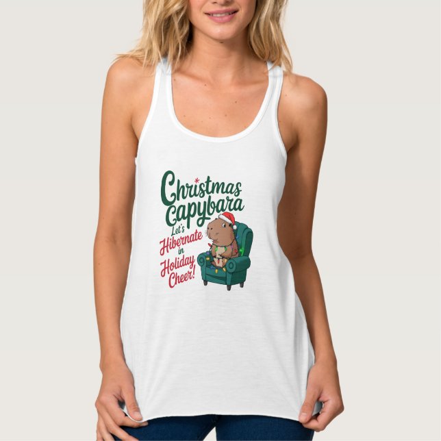 Tanktopet Capybara Funny jul Linne Med Racerback (Framsida)