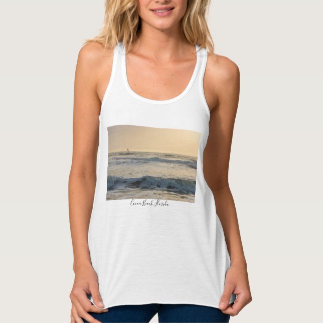 Tanktopet Cocoa Beach Paddleboarding Linne Med Racerback (Framsida)