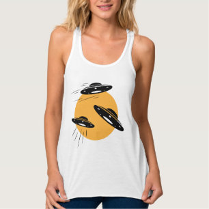 Tanktopet coola Retro UFO Invasion Linne Med Racerback
