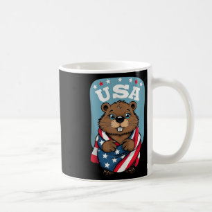 Tanktopet Cute Beaver Summer Flagga Us Memorial Da Kaffemugg
