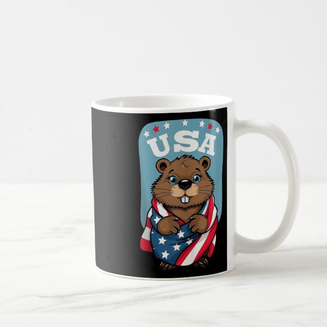 Tanktopet Cute Beaver Summer Flagga Us Memorial Da Kaffemugg (Höger)