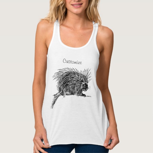Tanktopet Cute Briety Hedgehog Thunder_Cove Linne Med Racerback (Framsida)