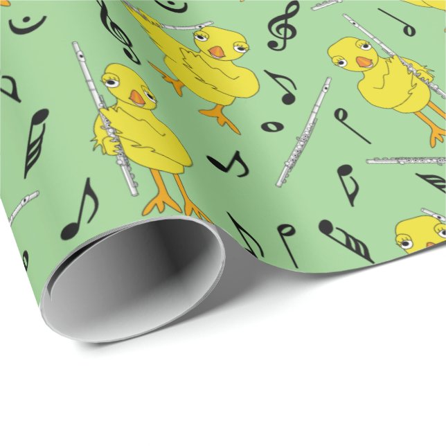 Tanktopet Flute Chick Musik noter Presentpapper (Rullad Hörn)