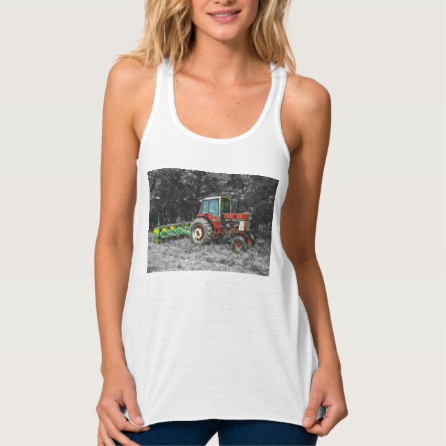 Tanktopet Gamla Internationell Tractor Painterly Linne Med Racerback (Framsida)