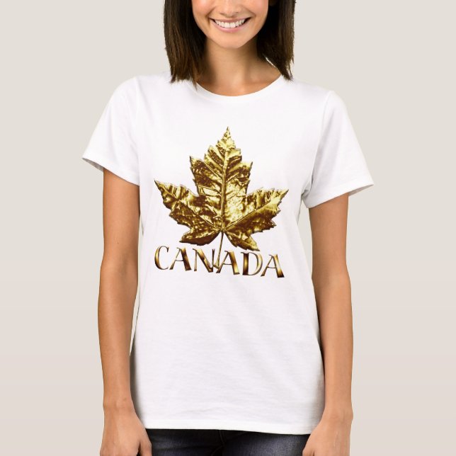 Tanktopet Guld Maple Löv Souvenir i Tee Shirt (Framsida)