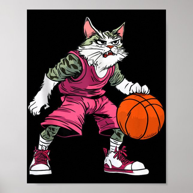 Tanktopet Kat Basketball Player _ Basketball Cat Poster (Framsidan)