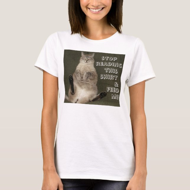 Tanktopet Katt "STOP READING SHIRT & MATA ME" Dam Tee (Framsida)