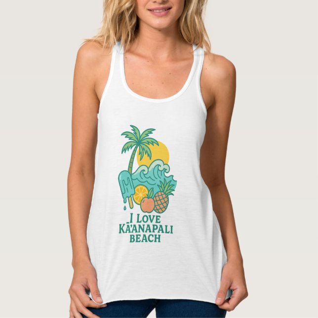 Tanktopet "Kvinnor i kärlek KaAmnibui Beach" Linne Med Racerback (Framsida)