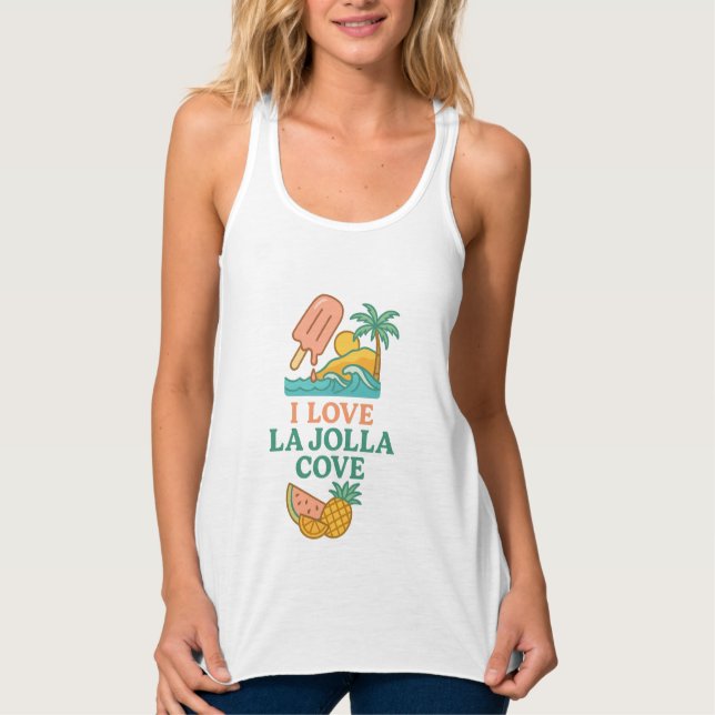 Tanktopet Kvinnor i kärlek La Jolla Cove Beach Linne Med Racerback (Framsida)