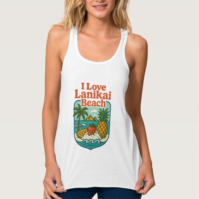 Tanktopet Kvinnor i kärlek Lanikai Beach Linne Med Racerback (Framsida)