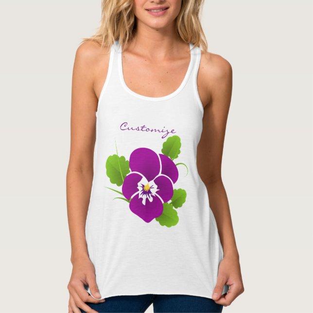 Tanktopet lila Pansy Flower Thunder_Cove Linne Med Racerback (Framsida)