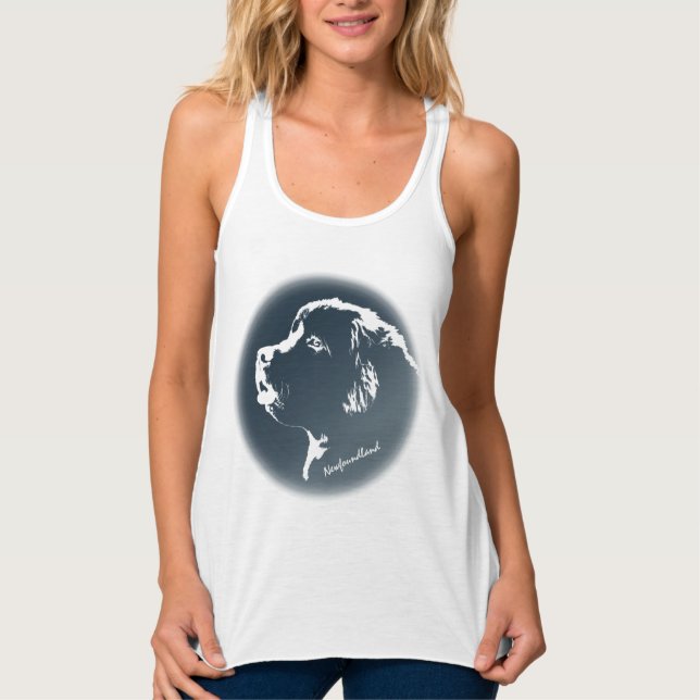 Tanktopet Newfoundland Shirt Personlig Puppy Hund Linne Med Racerback (Framsida)