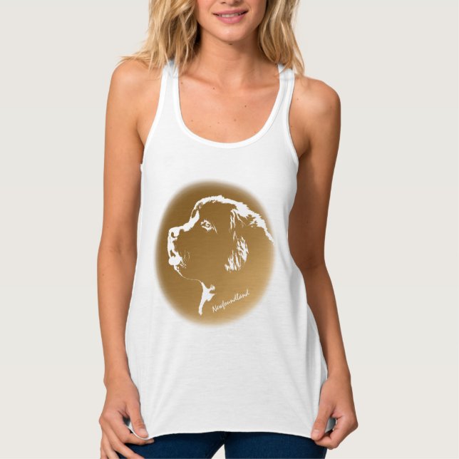 Tanktopet Newfoundland Shirt Personlig Puppy Hund Linne Med Racerback (Framsida)