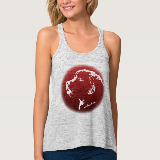 Tanktopet Newfoundland Shirt Personlig Puppy Hund Linne Med Racerback (Framsida)