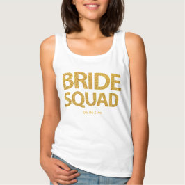 Tanktopet personlig Bride Squad Golden Sequins Linne Med Racerback