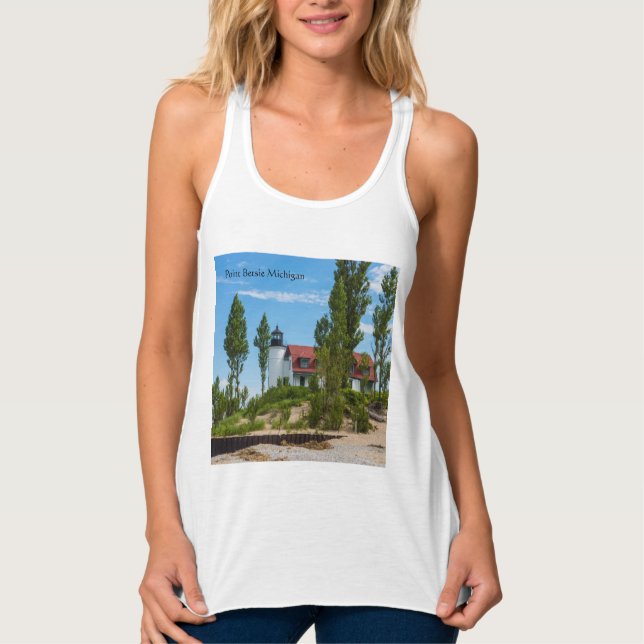 Tanktopet Point Betsie Lighthouse Linne Med Racerback (Framsida)