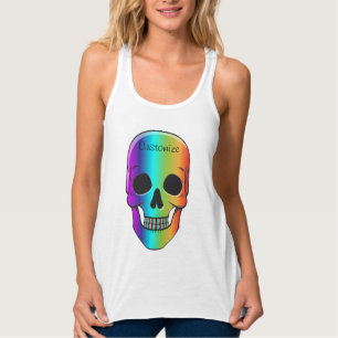 Tanktopet Psychedelic Human Skull Thunder_Cove Linne Med Racerback