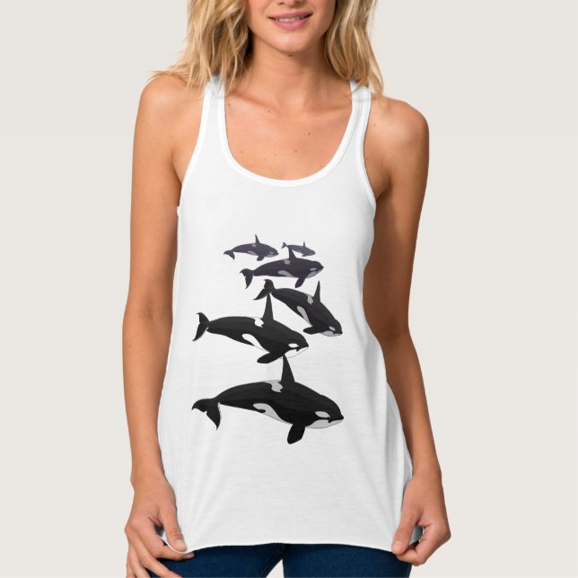 Tanktopet Shirt Orca Whale Art Toppar Linne Med Racerback (Framsida)