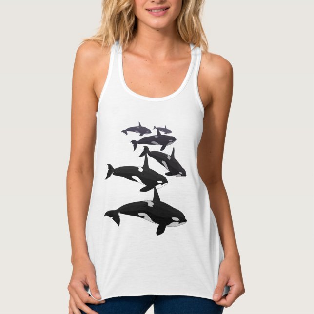 Tanktopet Shirt Orca Whale Art Toppar Linne Med Racerback (Framsida)