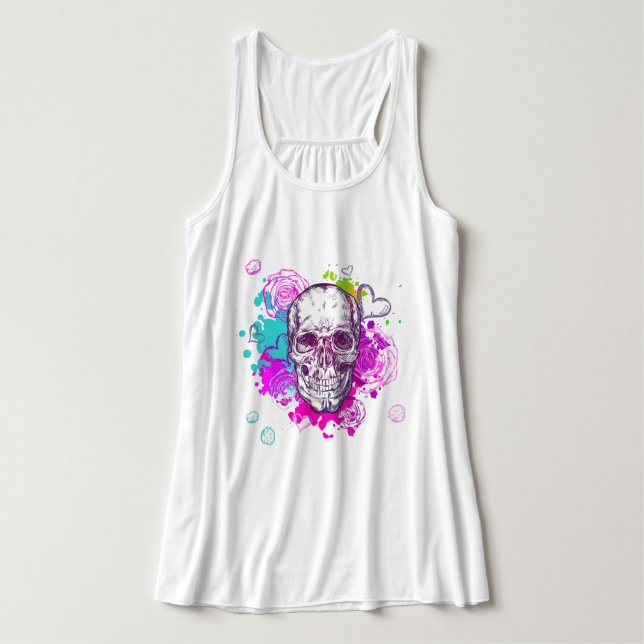 Tanktopet Skull och Ro Linne Med Racerback (Design framsida)