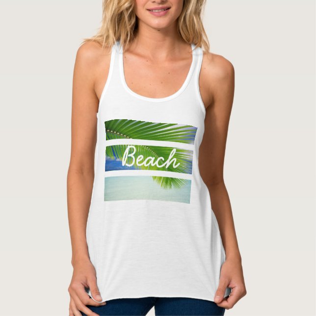 Tanktopet Tropical Beach för kvinnor Linne Med Racerback (Framsida)