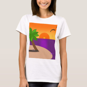 Tanktopet Tropical Island Scene Spaghetti Straps T-shirt